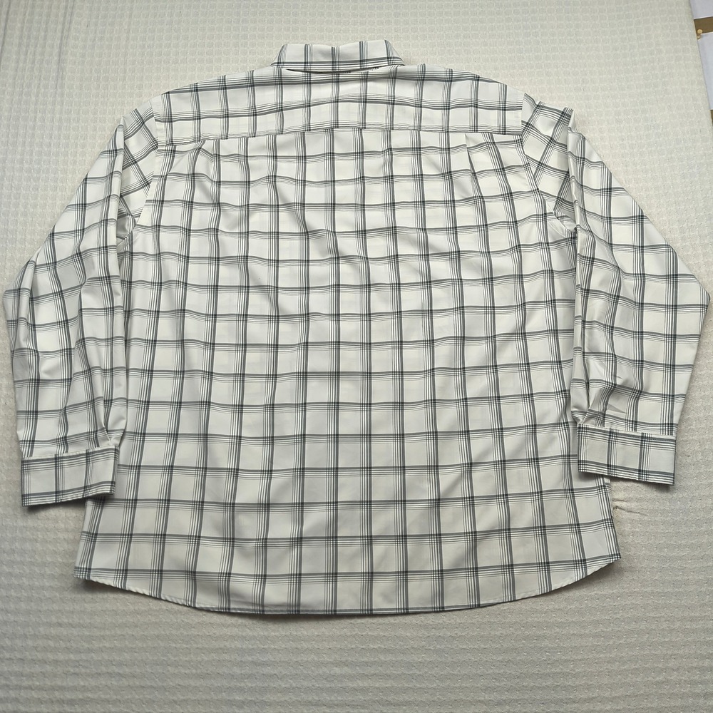 Orvis Mens XXL Active Fit Plaid Long Sleeve Button Down Shirt White Black 3BC6 - Picture 2 of 10